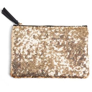 Rose gold sequined clutch/makeup bag